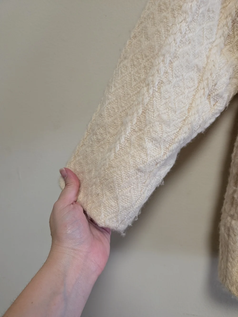 Boyne Valley Weavers Wool Coat Ireland Cream Double Breasted M